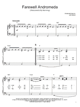 page one of Farewell Andromeda (Welcome To My Morning) (Easy Piano)