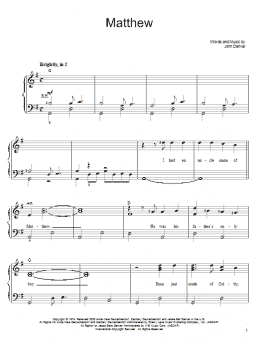 page one of Matthew (Easy Piano)