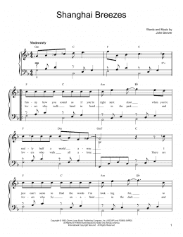 page one of Shanghai Breezes (Easy Piano)
