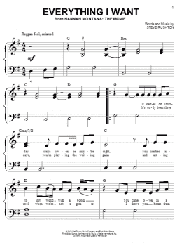 page one of Everything I Want (from Hannah Montana: The Movie) (Big Note Piano)