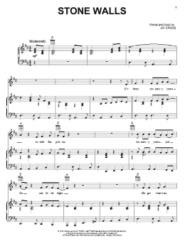 page one of Stone Walls (Piano, Vocal & Guitar Chords (Right-Hand Melody))