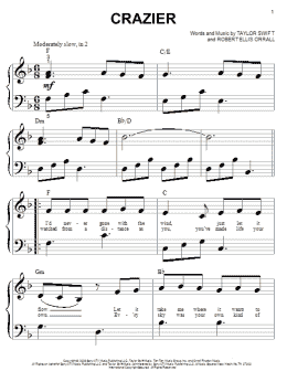 page one of Crazier (Big Note Piano)