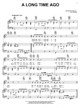 page one of A Long Time Ago (Piano, Vocal & Guitar Chords (Right-Hand Melody))