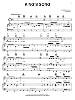 page one of King's Song (Piano, Vocal & Guitar Chords (Right-Hand Melody))