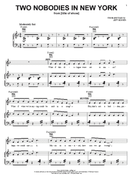 page one of Two Nobodies In New York (Piano, Vocal & Guitar Chords (Right-Hand Melody))