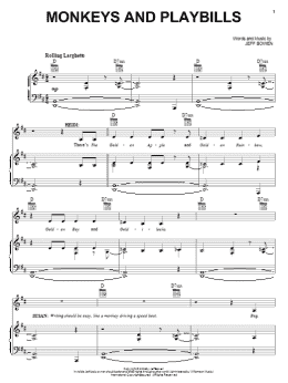 page one of Monkeys And Playbills (Piano, Vocal & Guitar Chords (Right-Hand Melody))