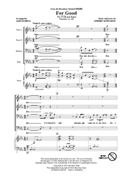page one of For Good (from Wicked) (arr. Alex Rybeck) (TTBB Choir)