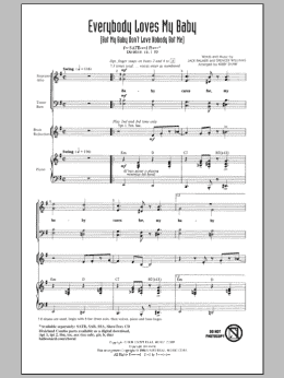 page one of Everybody Loves My Baby (But My Baby Don't Love Nobody But Me) (SATB Choir)