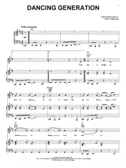 page one of Dancing Generation (Piano, Vocal & Guitar Chords (Right-Hand Melody))