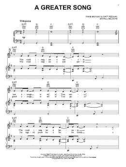 page one of A Greater Song (Piano, Vocal & Guitar Chords (Right-Hand Melody))