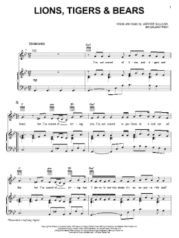 page one of Lions, Tigers & Bears (Piano, Vocal & Guitar Chords (Right-Hand Melody))