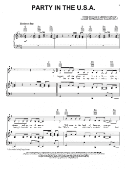 page one of Party In The USA (Piano, Vocal & Guitar Chords (Right-Hand Melody))