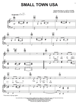 page one of Small Town USA (Piano, Vocal & Guitar Chords (Right-Hand Melody))