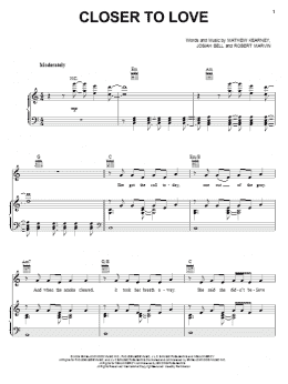 page one of Closer To Love (Piano, Vocal & Guitar Chords (Right-Hand Melody))