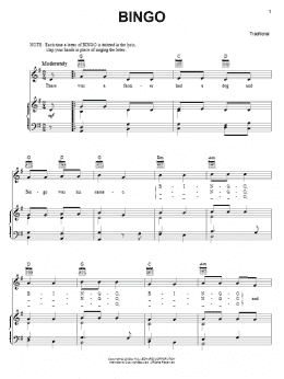 page one of Bingo (Piano, Vocal & Guitar Chords (Right-Hand Melody))