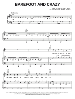 page one of Barefoot And Crazy (Piano, Vocal & Guitar Chords (Right-Hand Melody))