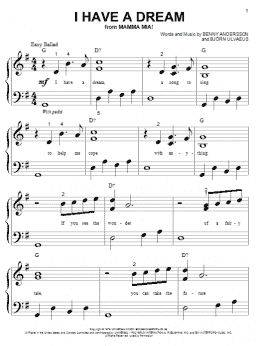 page one of I Have A Dream (Big Note Piano)