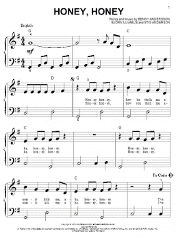 page one of Honey, Honey (Big Note Piano)