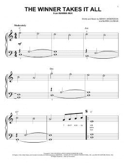 page one of The Winner Takes It All (Big Note Piano)