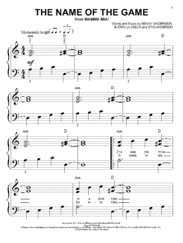 page one of The Name Of The Game (Big Note Piano)