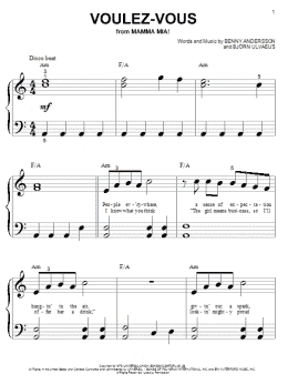 page one of Voulez Vous (Big Note Piano)