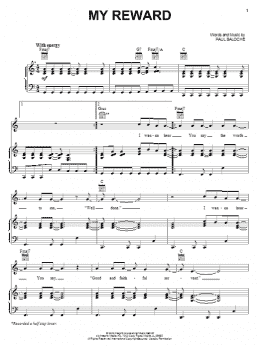 page one of My Reward (Piano, Vocal & Guitar Chords (Right-Hand Melody))