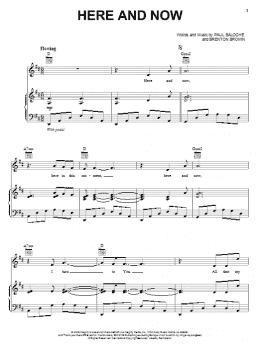 page one of Here And Now (Piano, Vocal & Guitar Chords (Right-Hand Melody))
