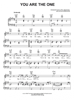 page one of You Are The One (Piano, Vocal & Guitar Chords (Right-Hand Melody))