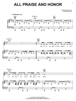 page one of All Praise And Honor (Piano, Vocal & Guitar Chords (Right-Hand Melody))