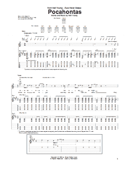 page one of Pocahontas (Guitar Tab)