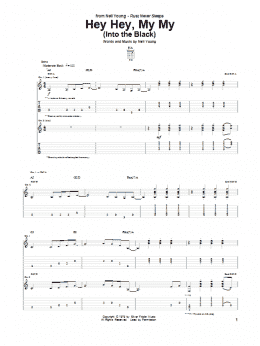 page one of Hey Hey, My My (Into The Black) (Guitar Tab)