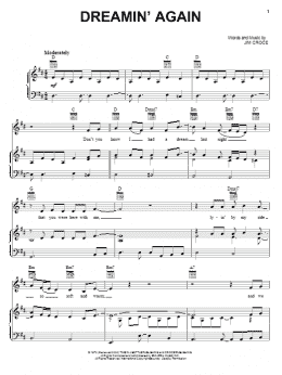 page one of Dreamin' Again (Piano, Vocal & Guitar Chords (Right-Hand Melody))