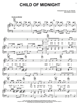 page one of Child Of Midnight (Piano, Vocal & Guitar Chords (Right-Hand Melody))