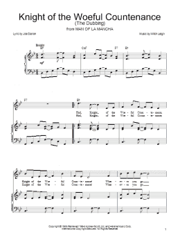 page one of Knight Of The Woeful Countenance (The Dubbing) (Piano, Vocal & Guitar Chords (Right-Hand Melody))