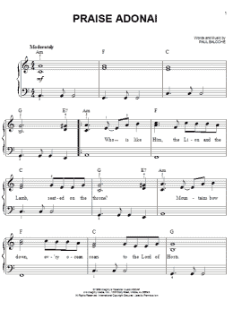 page one of Praise Adonai (Easy Piano)