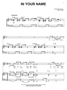 page one of In Your Name (Piano, Vocal & Guitar Chords (Right-Hand Melody))