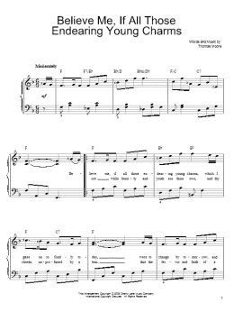 page one of Believe Me, If All Those Endearing Young Charms (Easy Piano)