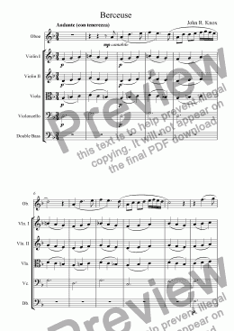 page one of Berceuse For Oboe & Strings