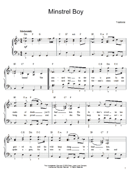 page one of Minstrel Boy (Easy Piano)