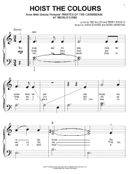page one of Hoist The Colours (from Pirates Of The Caribbean: At World's End) (Big Note Piano)