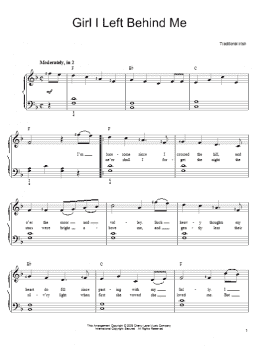page one of Girl I Left Behind Me (Easy Piano)
