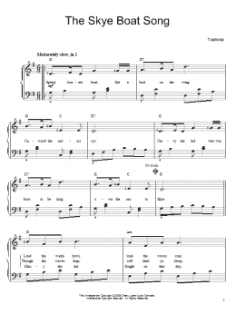 page one of The Skye Boat Song (Easy Piano)