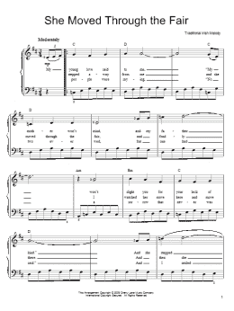 page one of She Moved Thro' The Fair (She Moved Through The Fair) (Easy Piano)