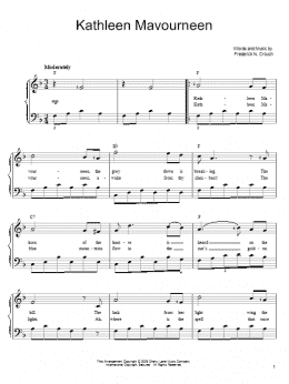page one of Kathleen Mavoureen (Easy Piano)