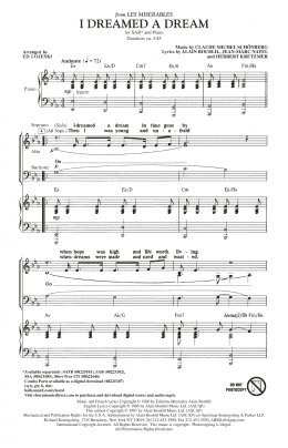 page one of I Dreamed A Dream (from Les Miserables) (arr. Ed Lojeski) (SAB Choir)
