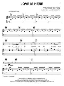 page one of Love Is Here (Piano, Vocal & Guitar Chords (Right-Hand Melody))