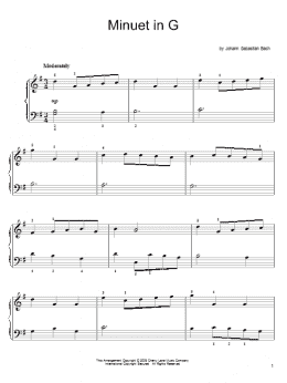 page one of Minuet In G (Easy Piano)
