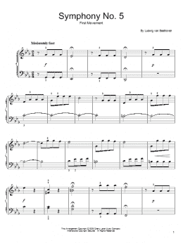 page one of Symphony No. 5 in C Minor, First Movement Excerpt (Easy Piano)