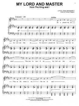 page one of My Lord And Master (Piano & Vocal)