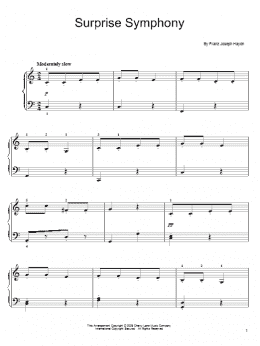 page one of The Surprise Symphony (Easy Piano)